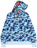 Double hooded light blue bape shark hoodie