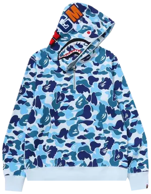 Double hooded light blue bape shark hoodie